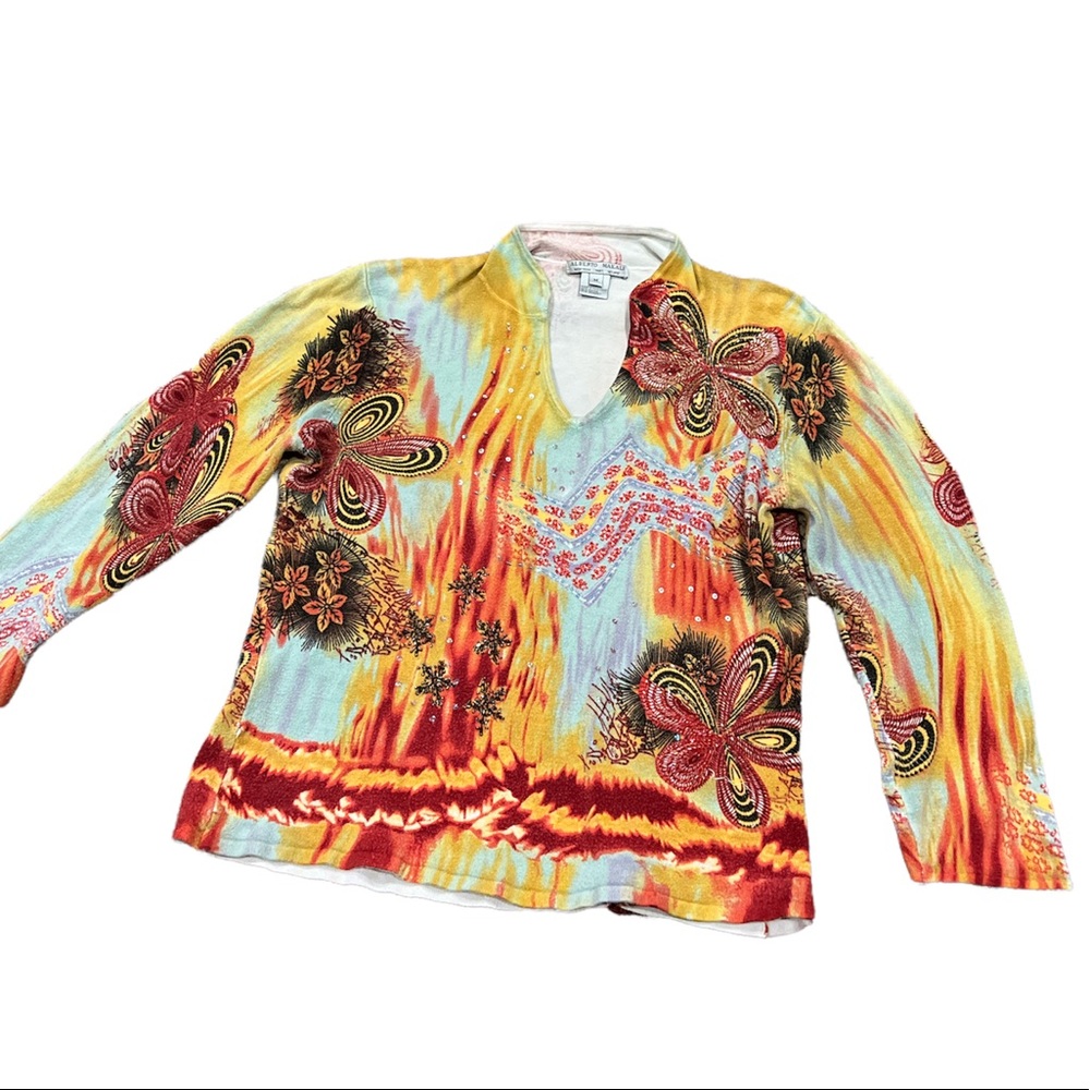 ALBERTO MAKALI Embellished Floral‎ Top